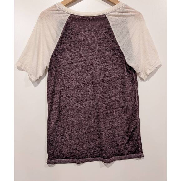 Harry Potter Graphic Symbol Burnout Tee Purple White V-Neck - Picture 4 of 4